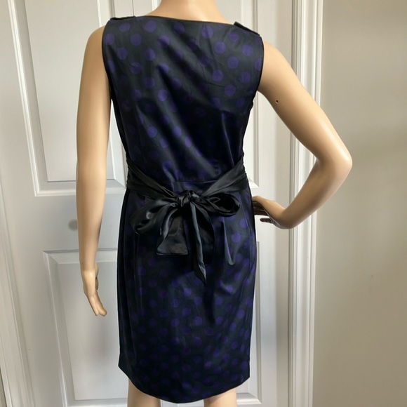 Club Monaco | Purple and Black Polka Dot Midi Dress Sleeveless Crew Neck - Picture 5 of 14